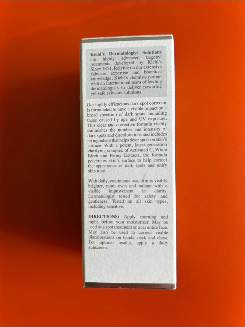 Kiehl's Clearly Corrective Dark Spot Solution - White on Orange